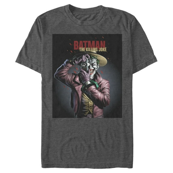 Men's Batman Joker Camera Poster Graphic Tee Charcoal Heather Large