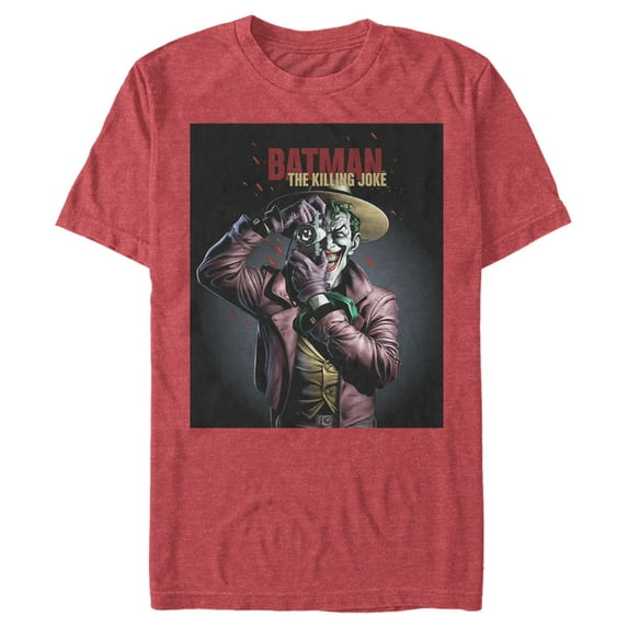 Men's Batman Joker Camera Poster Graphic Tee Red Heather 2X Large