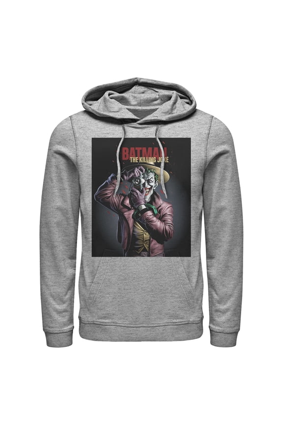 Men's Batman Joker Camera Poster Pull Over Hoodie Athletic Heather 2X Large