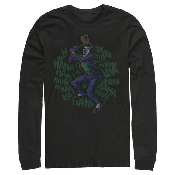 Men's Batman Joker Dancing and Laughing  Long Sleeve Shirt Black 2X Large