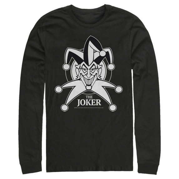 Men's Batman Joker Emblem Long Sleeve Shirt Black Small