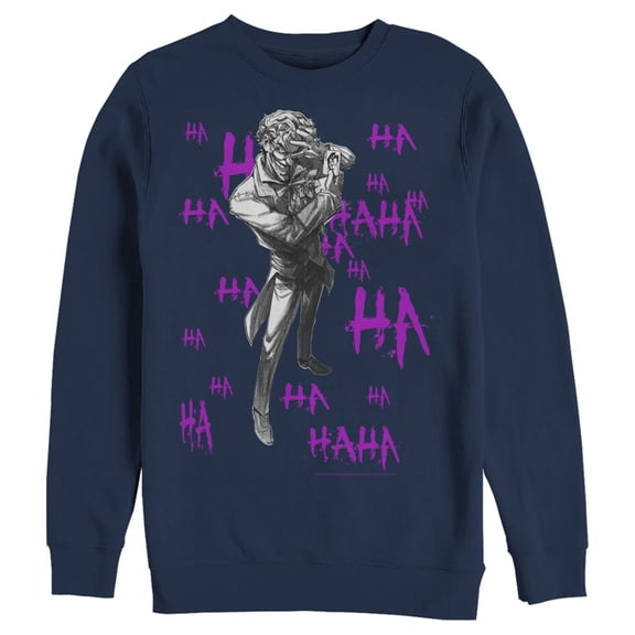 Men's Batman Joker Ha Ha  Sweatshirt Navy Blue Small