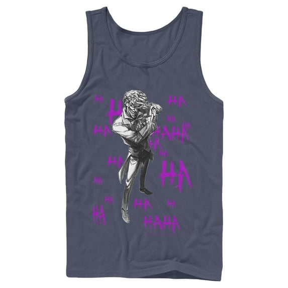 Men's Batman Joker Ha Ha Tank Top Navy Blue 2X Large