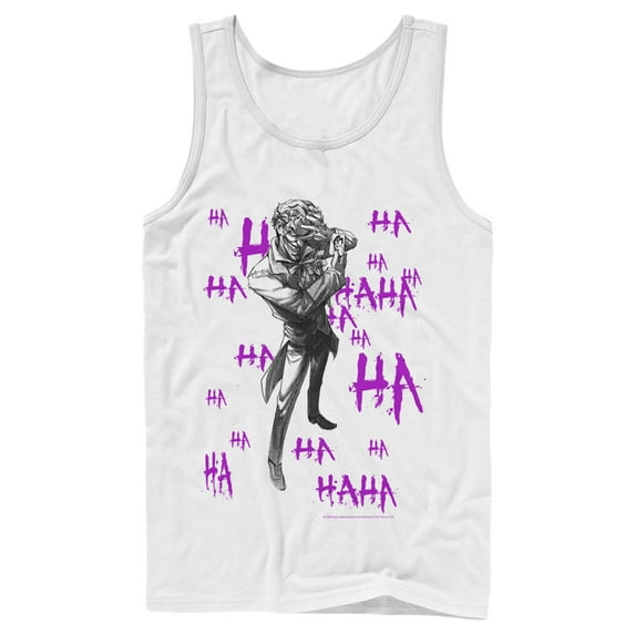 Men's Batman Joker Ha Ha Tank Top White Small