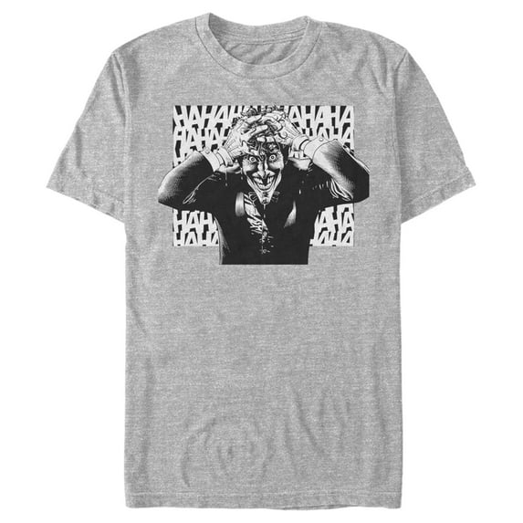 Men's Batman Joker Hahaha Crazed Look Graphic Tee Athletic Heather Small