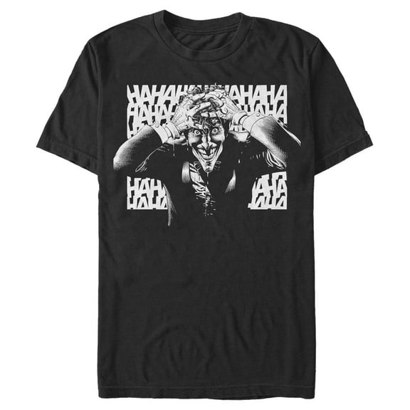 Men's Batman Joker Hahaha Crazed Look  Graphic Tee Black Large