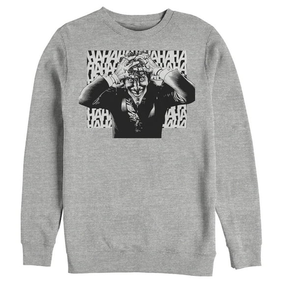 Men's Batman Joker Hahaha Crazed Look Sweatshirt Athletic Heather 3X Large