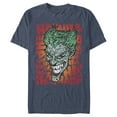 thumbnail image 1 of Men's Batman Joker Laugh Background Text  Graphic Tee Navy Blue Heather Small, 1 of 3