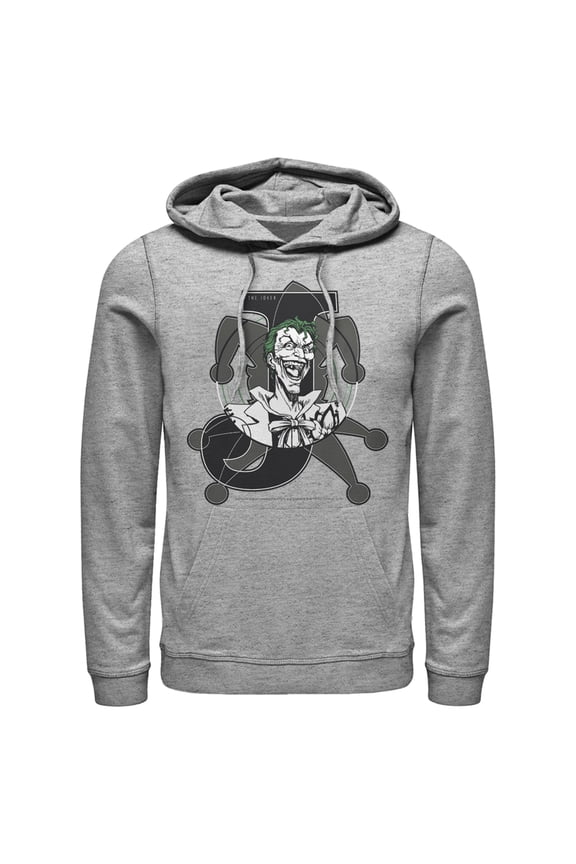 Men's Batman Joker Symbol Pull Over Hoodie Athletic Heather 3X Large