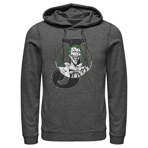 Men's Batman Joker Symbol  Pull Over Hoodie Charcoal Heather 2X Large