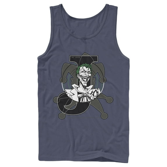 Men's Batman Joker Symbol Tank Top Navy Blue 2X Large