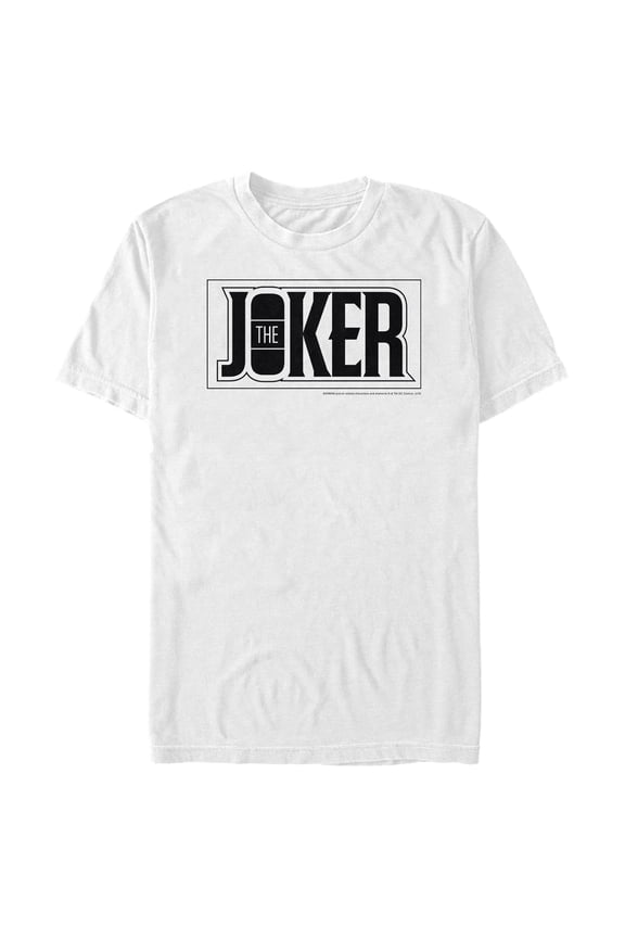 Men's Batman Joker Text Logo Graphic Tee White Large
