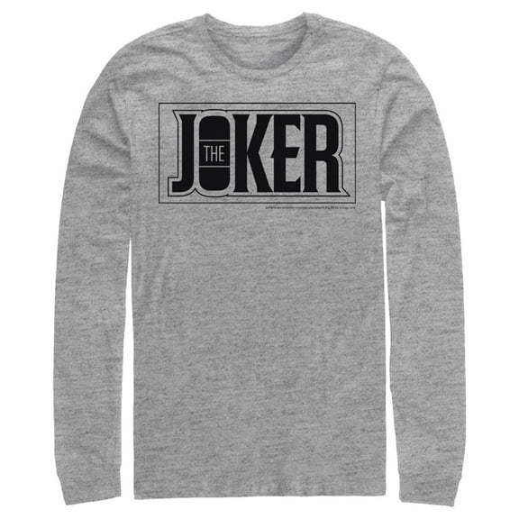 Men's Batman Joker Text Logo  Long Sleeve Shirt Athletic Heather X Large