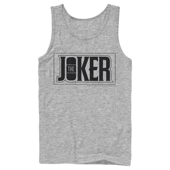 Men's Batman Joker Text Logo Tank Top Athletic Heather Large