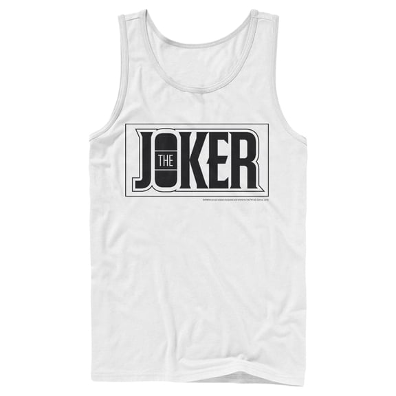 Men's Batman Joker Text Logo Tank Top White Large