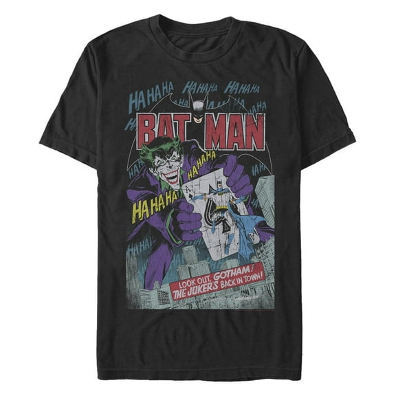 Men's Batman Joker Vintage Card Graphic T-Shirt