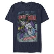Mens Batman Joker Vintage Card Graphic Tee Navy Blue X Large