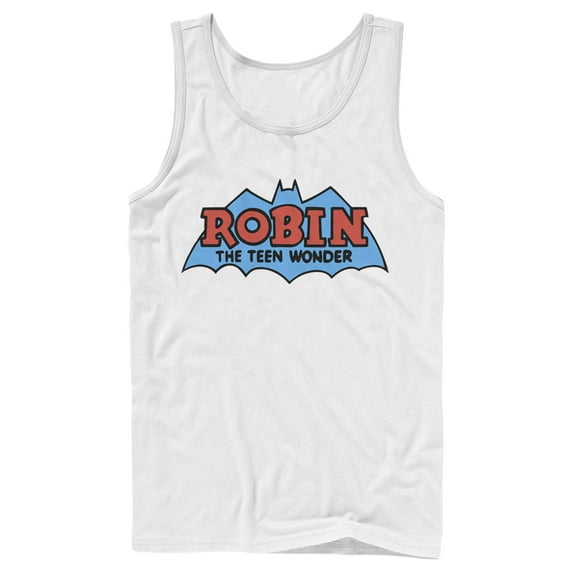 Men's Batman Logo Boy Wonder Robin Tank Top White Large