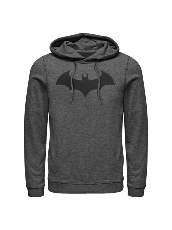 Men's Batman Logo Classic Pull Over Hoodie Charcoal Heather Large