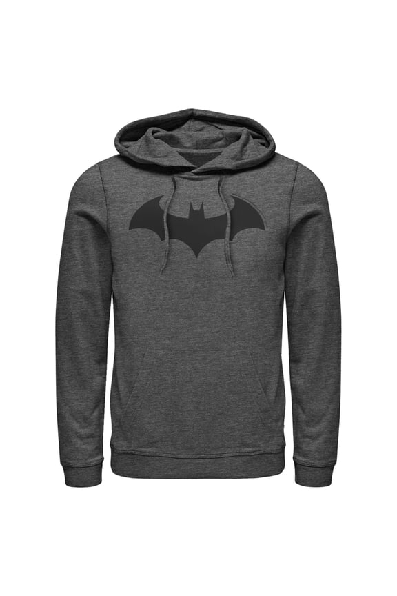 Men's Batman Logo Classic Pull Over Hoodie Charcoal Heather Medium
