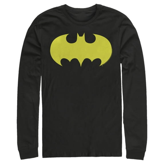 Men's Batman Logo Classic Wing Long Sleeve Shirt Black Small