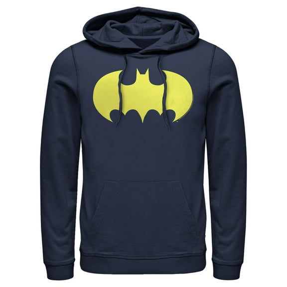 Men's Batman Logo Classic Wing  Pull Over Hoodie Navy Blue Small