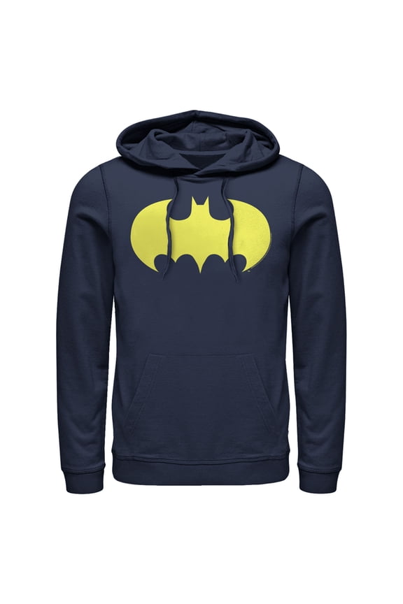 Men's Batman Logo Classic Wing Pull Over Hoodie Navy Blue Small