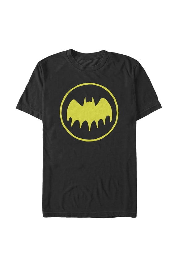 Men's Batman Logo Cute Cartoon Graphic Tee Black 2X Large