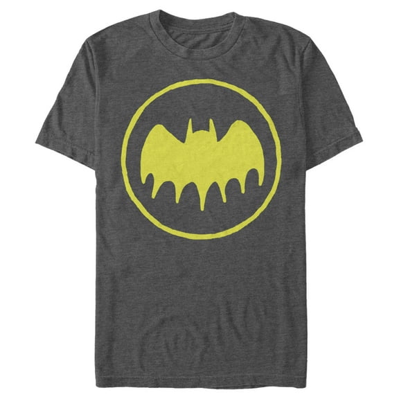 Men's Batman Logo Cute Cartoon Graphic Tee Charcoal Heather Medium