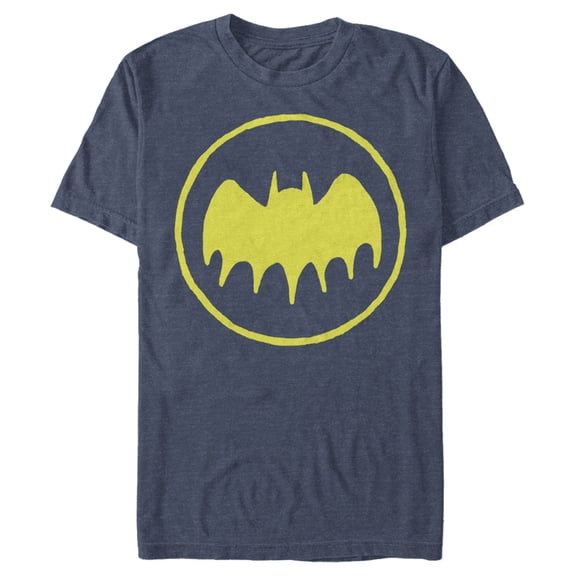 Men's Batman Logo Cute Cartoon  Graphic Tee Navy Blue Heather 3X Large