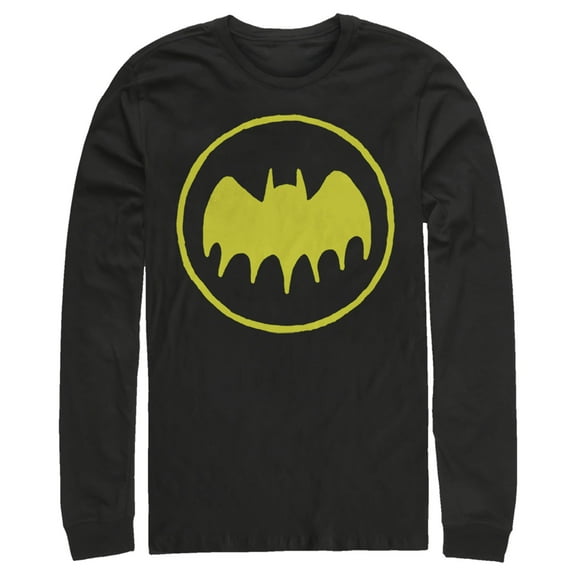 Men's Batman Logo Cute Cartoon  Long Sleeve Shirt Black Medium