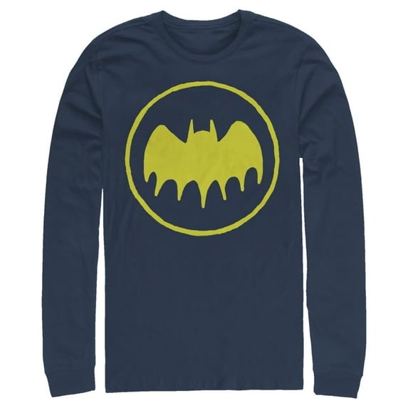 Men's Batman Logo Cute Cartoon Long Sleeve Shirt Navy Blue 2X Large