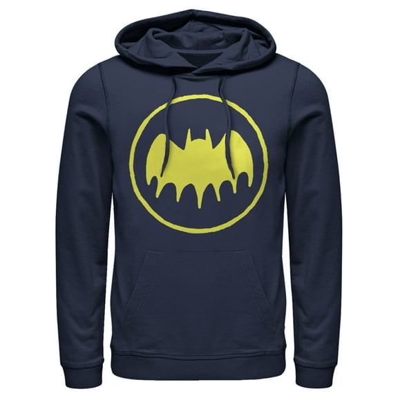 Men's Batman Logo Cute Cartoon Pull Over Hoodie Navy Blue 2X Large