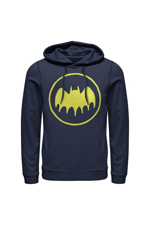 Men's Batman Logo Cute Cartoon Pull Over Hoodie Navy Blue Small