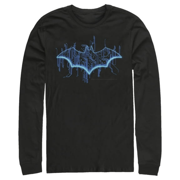 Men's Batman Logo Digital Wing  Long Sleeve Shirt Black Medium