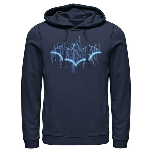 Men's Batman Logo Digital Wing Pull Over Hoodie Navy Blue 3X Large