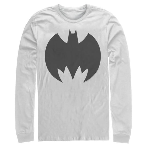 Men's Batman Logo Geometric Long Sleeve Shirt White X Large