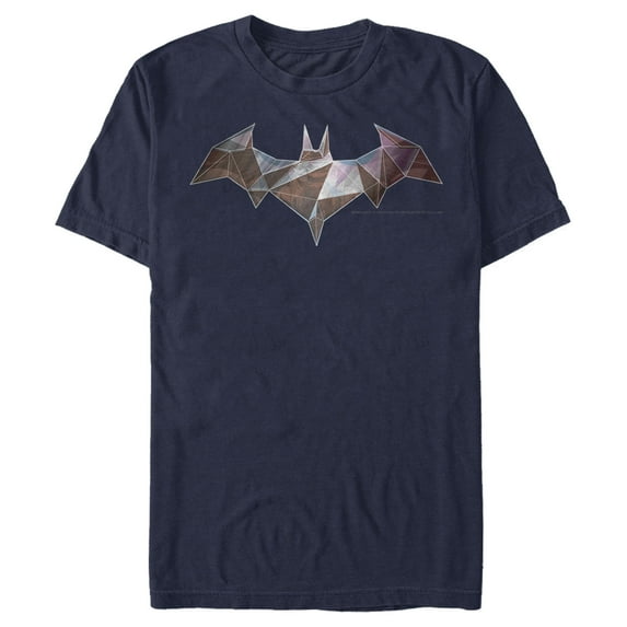 Men's Batman Logo Geometric Wing Graphic Tee Navy Blue Small