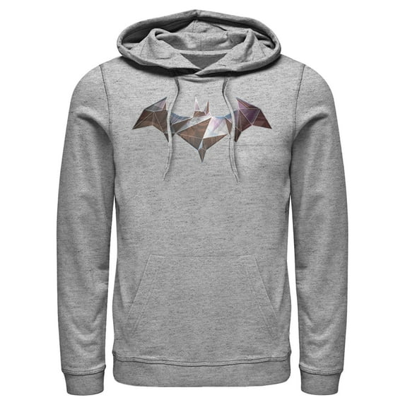 Men's Batman Logo Geometric Wing Pull Over Hoodie Athletic Heather 3X Large