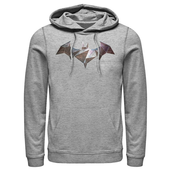 Men's Batman Logo Geometric Wing  Pull Over Hoodie Athletic Heather Medium
