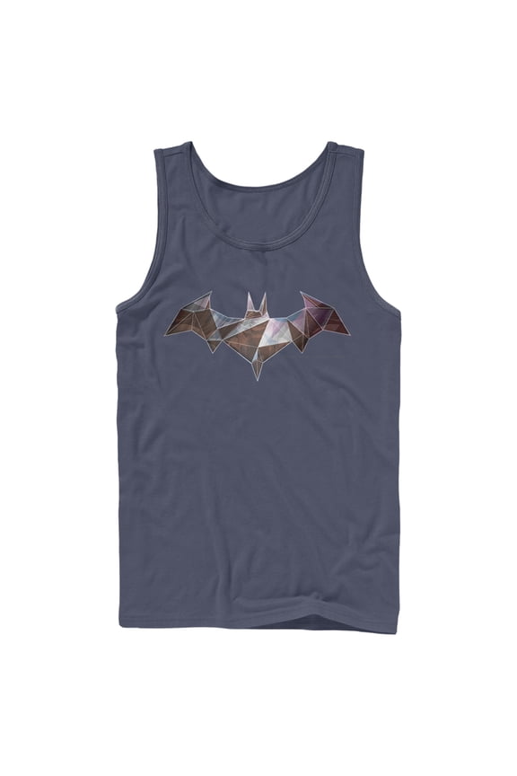 Men's Batman Logo Geometric Wing Tank Top Navy Blue Medium