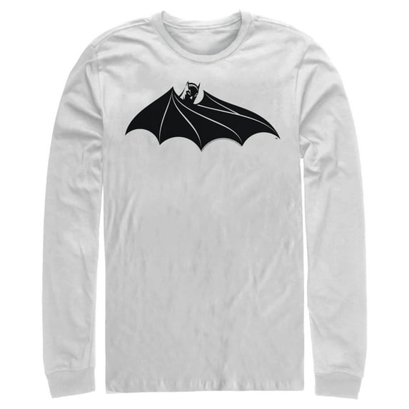 Men's Batman Logo Hidden Wing Long Sleeve Shirt White Small