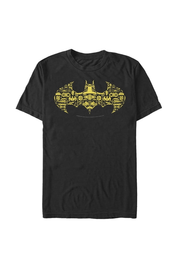 Men's Batman Logo Icon Collage  Graphic Tee Black 2X Large