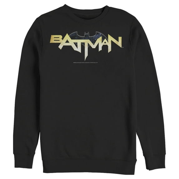Men's Batman Logo Messy Text Sweatshirt Black Large