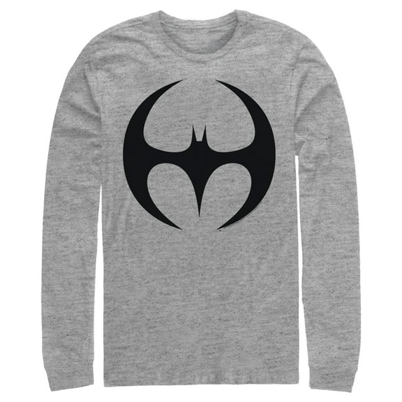 Men's Batman Logo Modern Wing Curve  Long Sleeve Shirt Athletic Heather X Large