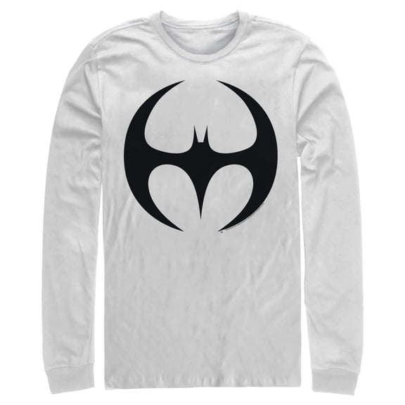 Men's Batman Logo Modern Wing Curve  Long Sleeve Shirt White X Large