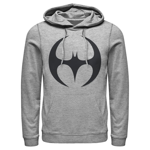 Men's Batman Logo Modern Wing Curve Pull Over Hoodie Athletic Heather Medium