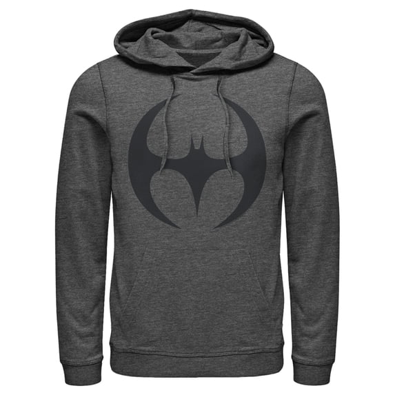 Men's Batman Logo Modern Wing Curve Pull Over Hoodie Charcoal Heather 2X Large