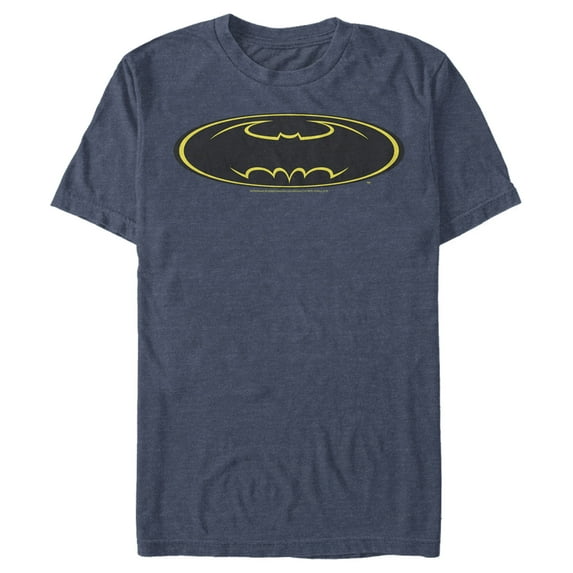 Men's Batman Logo Modern Wing Graphic Tee Navy Blue Heather Medium