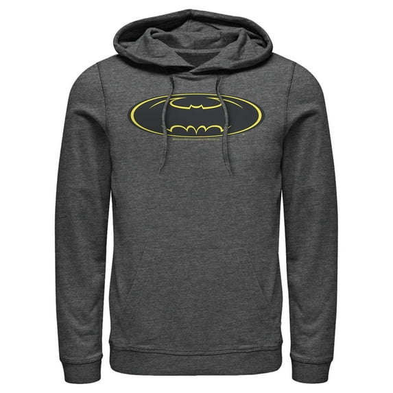 Men's Batman Logo Modern Wing Pull Over Hoodie Charcoal Heather Large